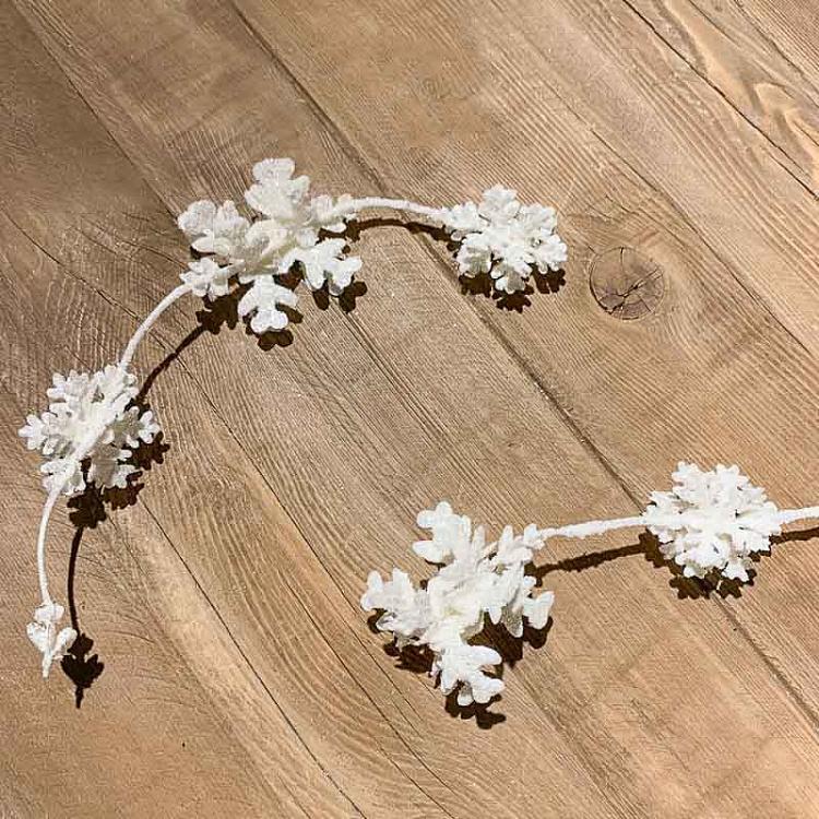 Гирлянда Белые снежинки с блёстками дисконт1 Glitter Snowflake Garland White 157 cm discount1